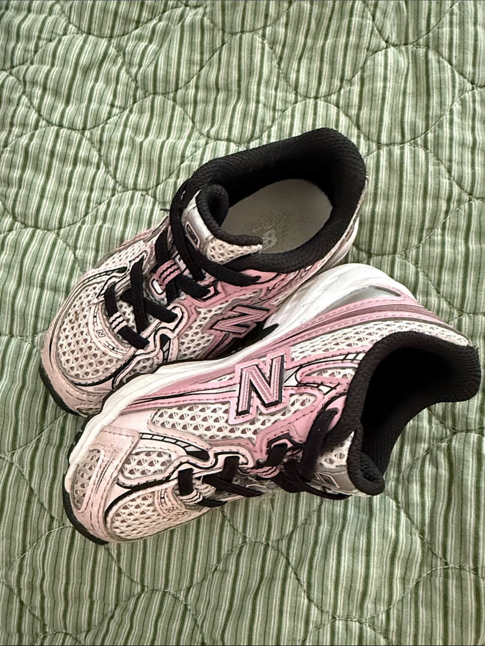 New Balance Kids Pink and White Athletic Sneakers